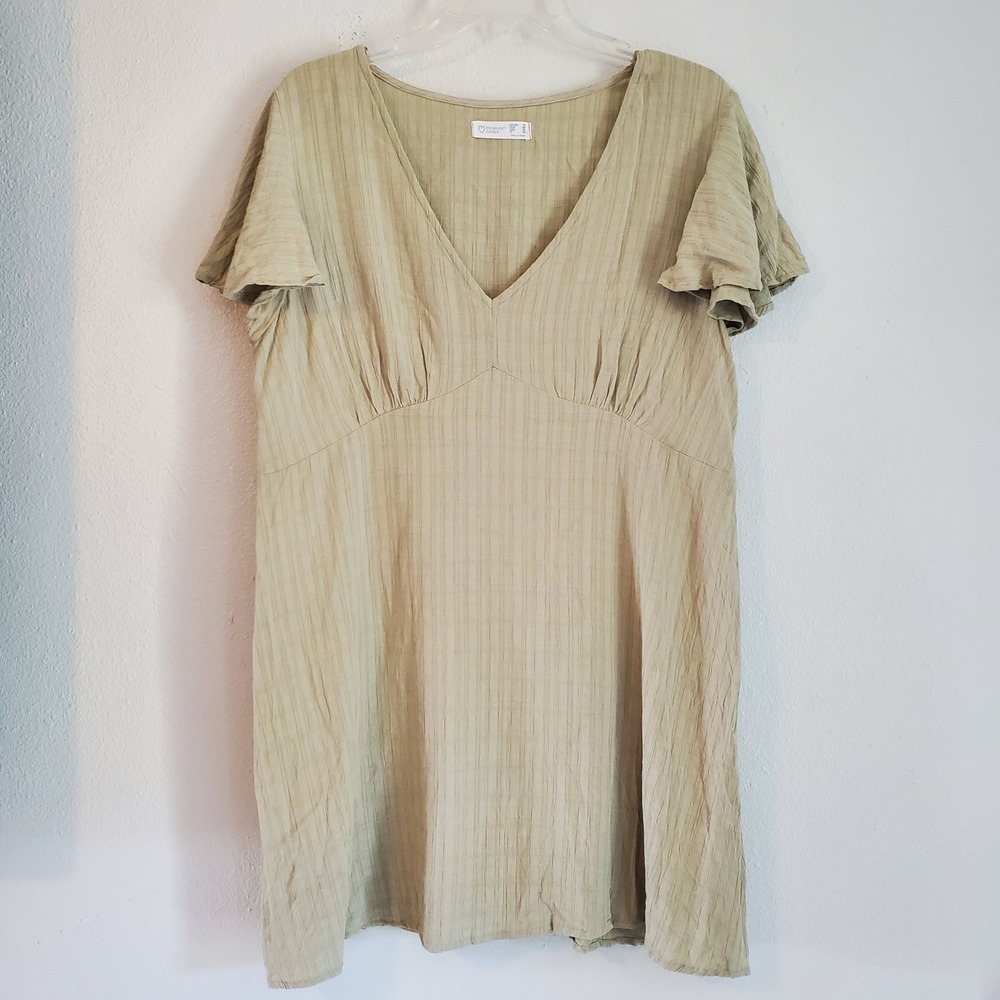 Primark Cares Dress 14 Sage Green‎ V Neck Flutter Sleeve Casual Babydoll Boho